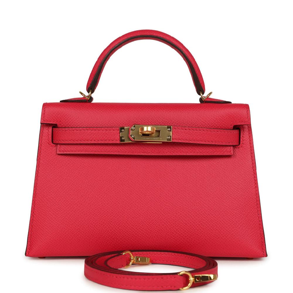 Hermes Kelly Sellier 20 Rose Extreme Epsom Gold Hardware