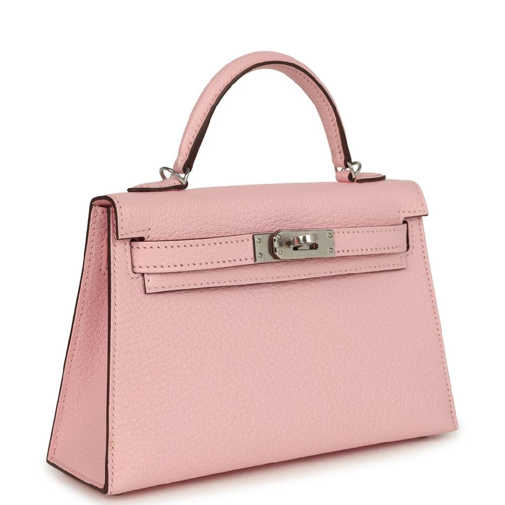 Hermes Kelly Sellier 20 Rose Sakura Chevre Mysore Palladium Hardware