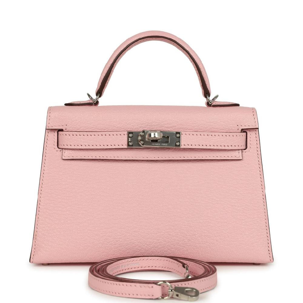 Hermes Kelly Sellier 20 Rose Sakura Chevre Mysore Palladium Hardware