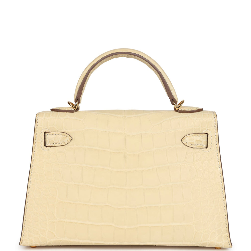 Hermes Kelly Sellier 20 Vanille Matte Alligator Gold Hardware