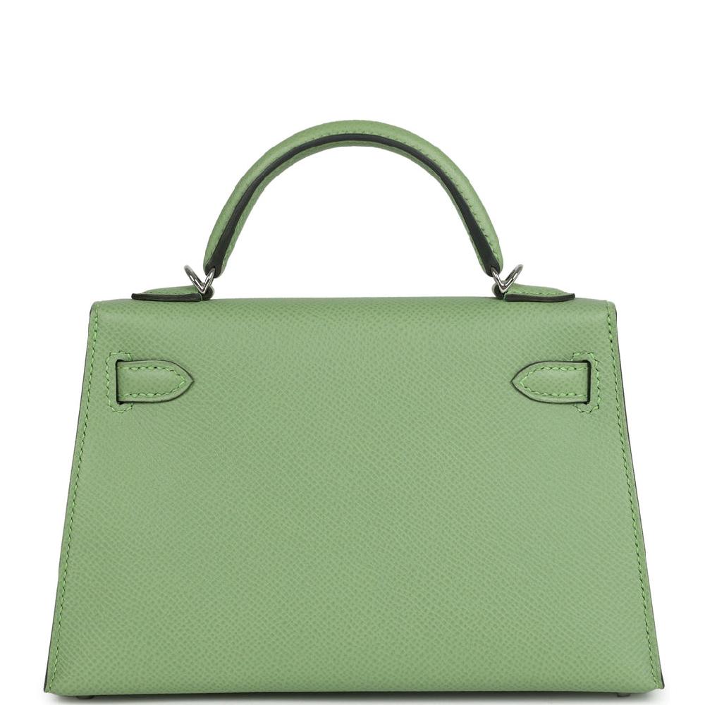 Hermes Kelly Sellier 20 Vert Criquet Epsom Palladium Hardware