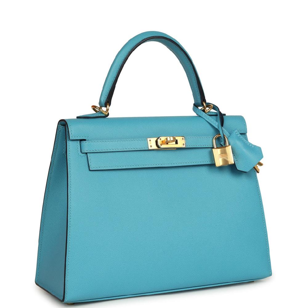 Hermes Kelly Sellier 25 Bleu Du Nord Madame Palladium Hardware