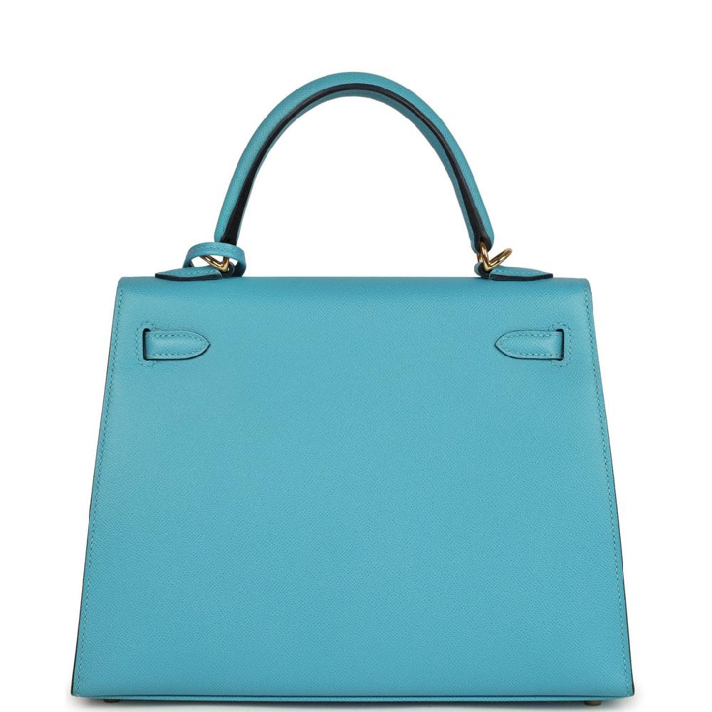 Hermes Kelly Sellier 25 Bleu Du Nord Madame Palladium Hardware