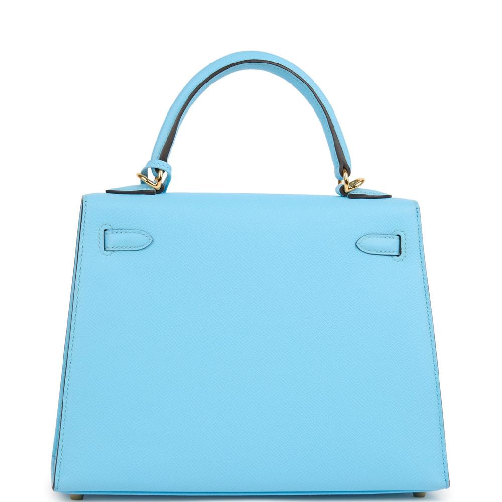 Hermes Kelly Sellier 25 Celeste Epsom Gold Hardware