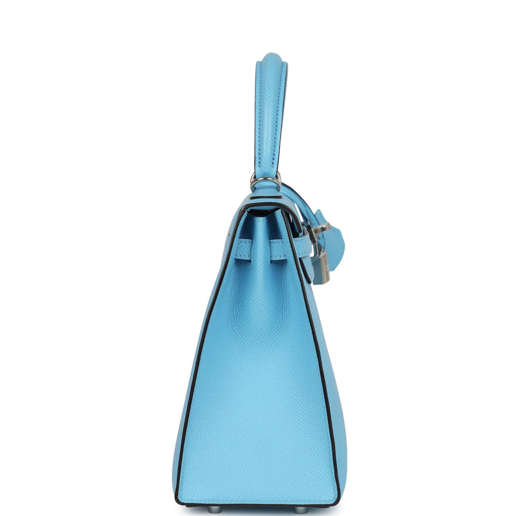 Hermes Kelly Sellier 25 Celeste Epsom Palladium Hardware