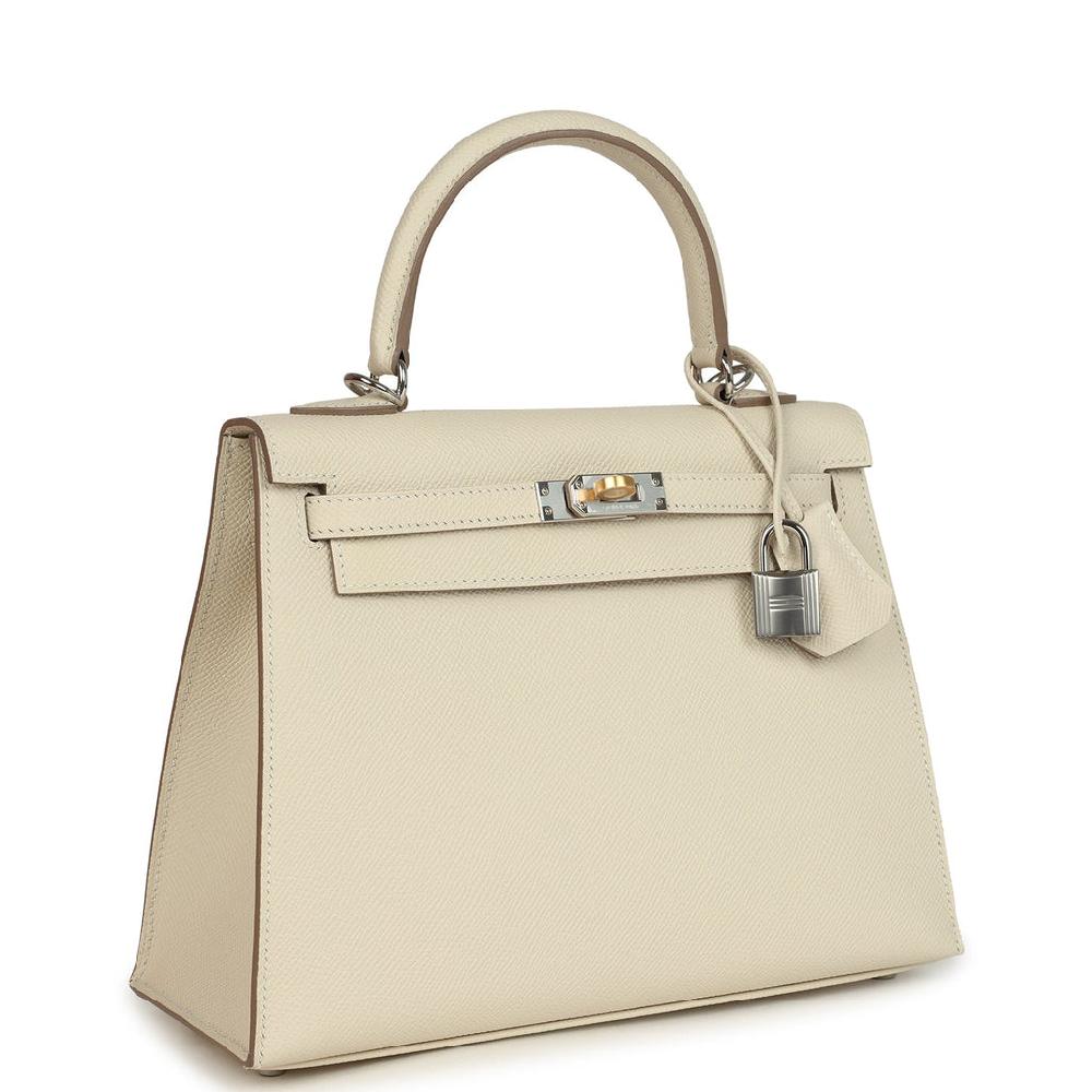 Hermes Kelly Sellier 25 Craie Epsom Electrum Hardware