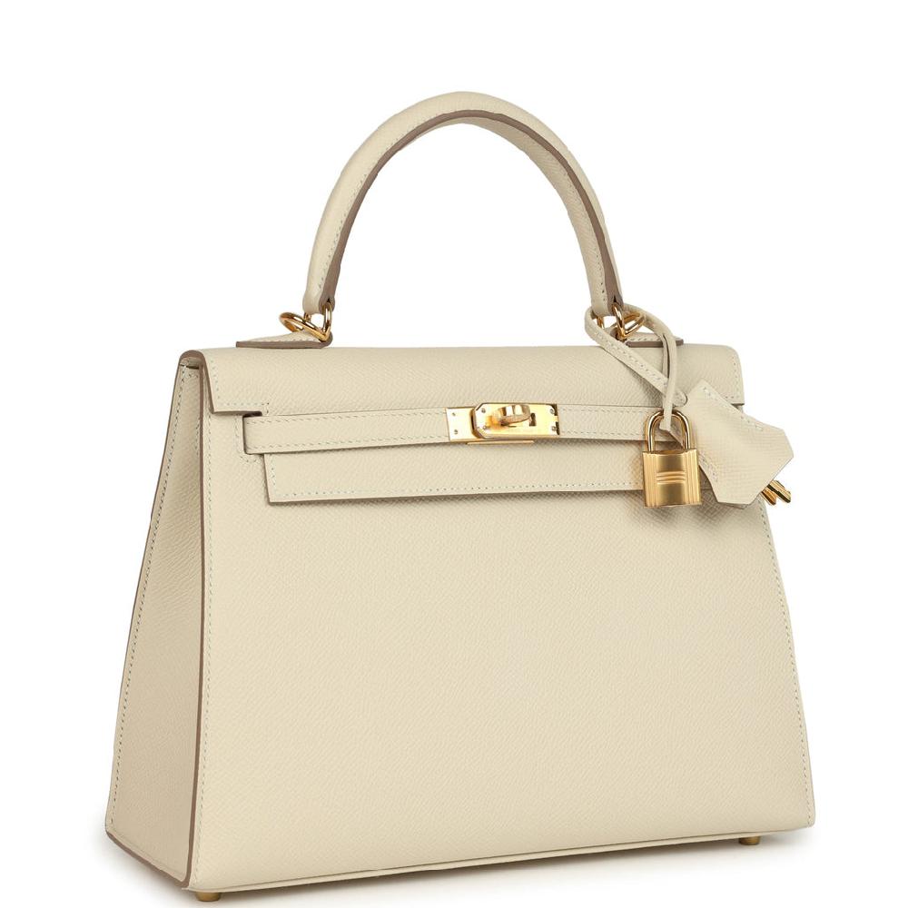 Hermes Kelly Sellier 25 Craie Epsom Gold Hardware