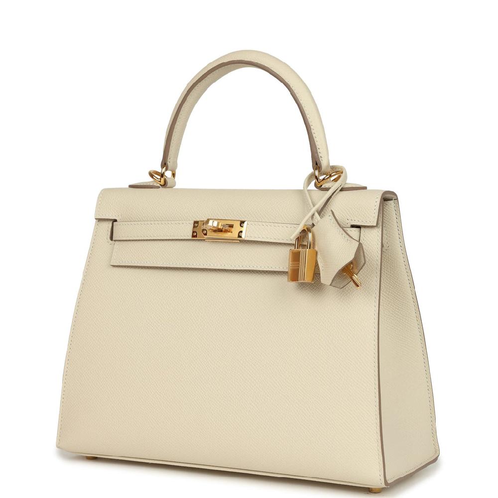 Hermes Kelly Sellier 25 Craie Epsom Gold Hardware
