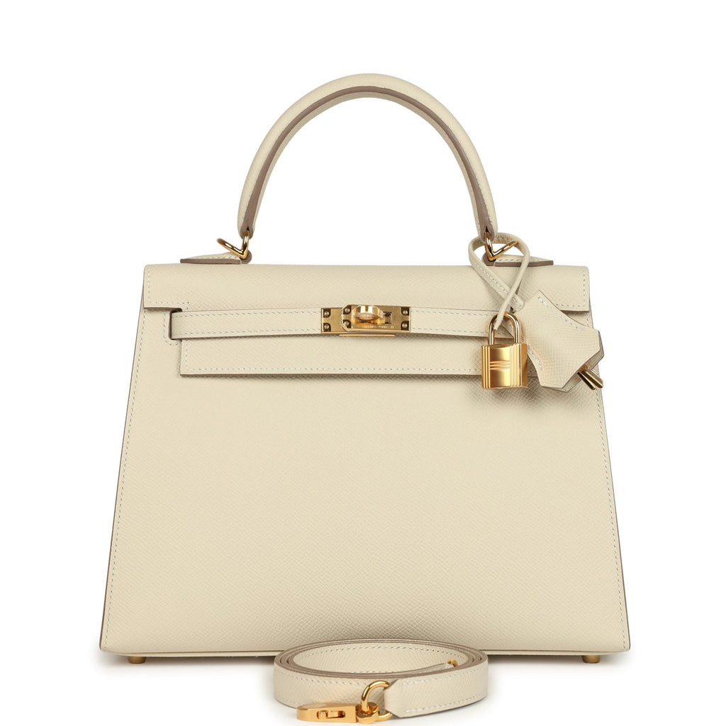 Hermes Kelly Sellier 25 Craie Epsom Gold Hardware