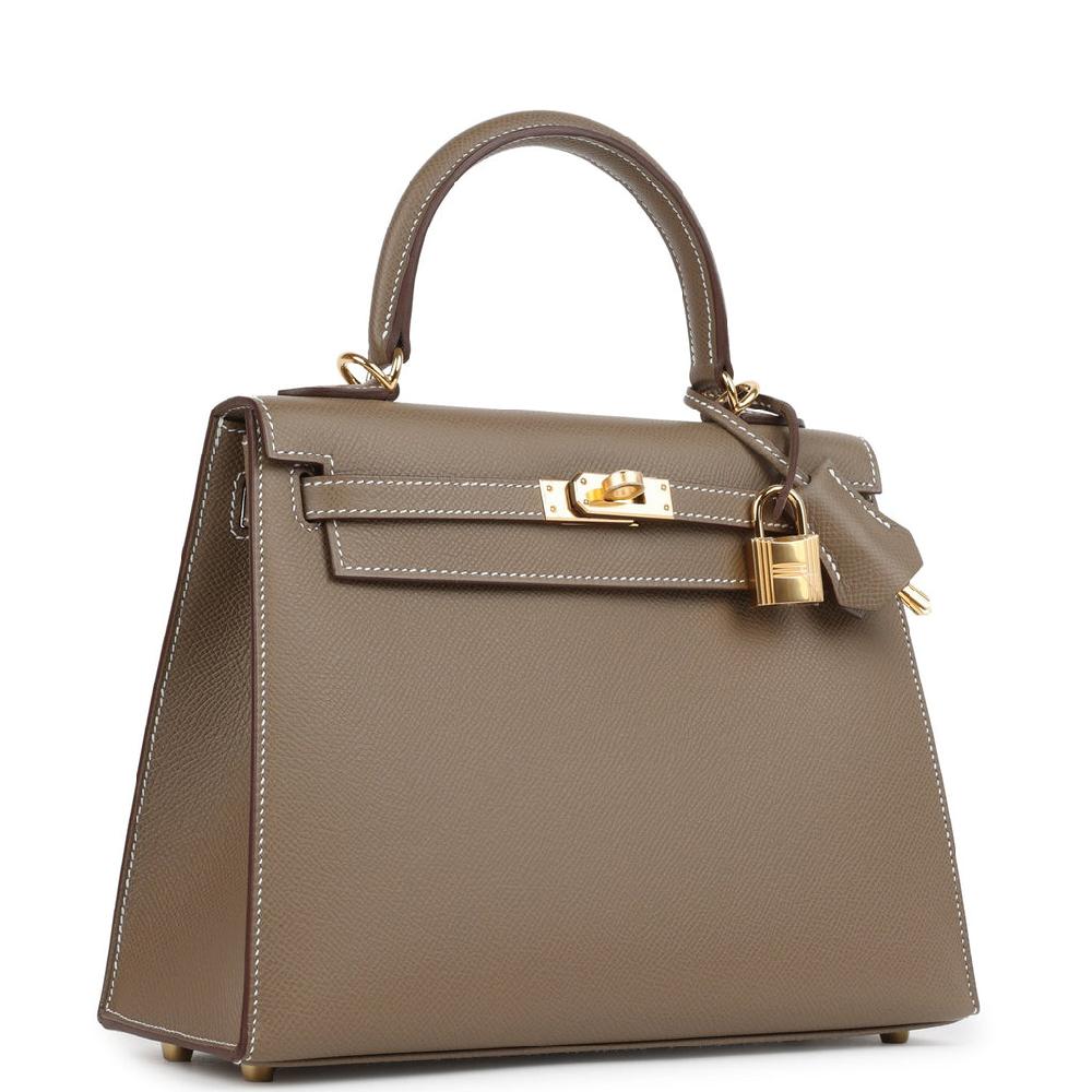 Hermes Kelly Sellier 25 Etoupe Epsom Gold Hardware