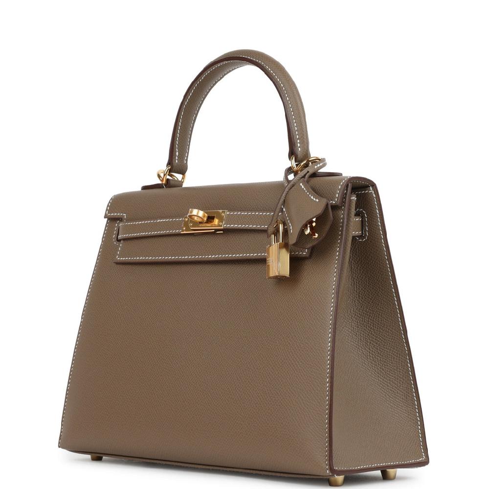 Hermes Kelly Sellier 25 Etoupe Epsom Gold Hardware