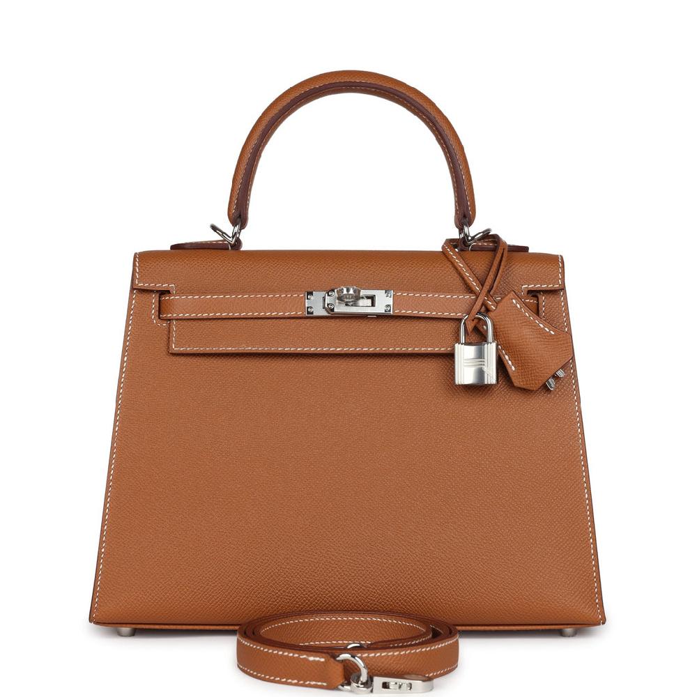 Hermes Kelly Sellier 25 Gold Epsom Palladium Hardware