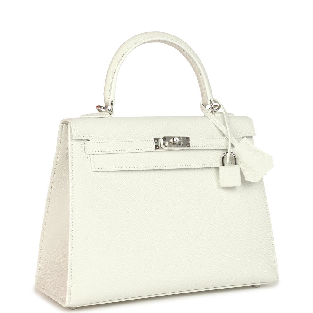 Hermes Kelly Sellier 25 New White Epsom Palladium Hardware