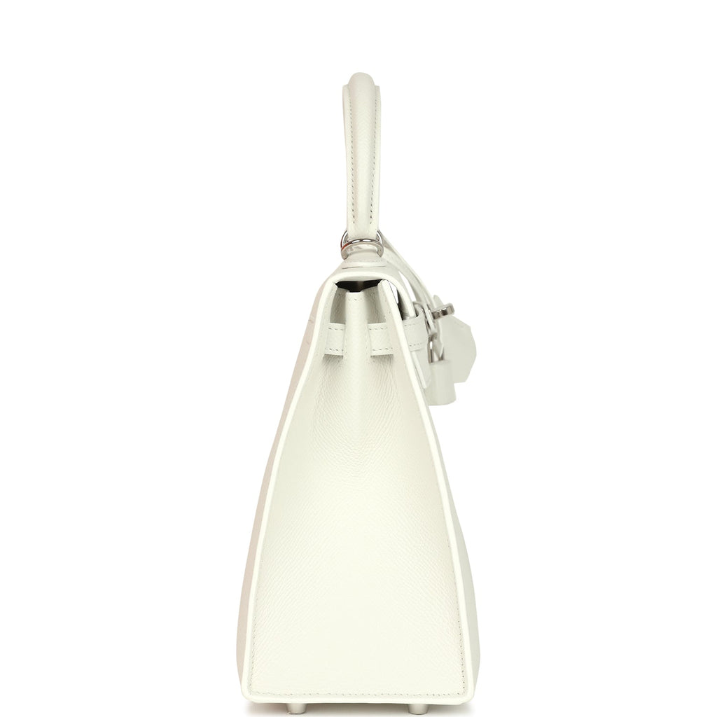 Hermes Kelly Sellier 25 New White Epsom Palladium Hardware