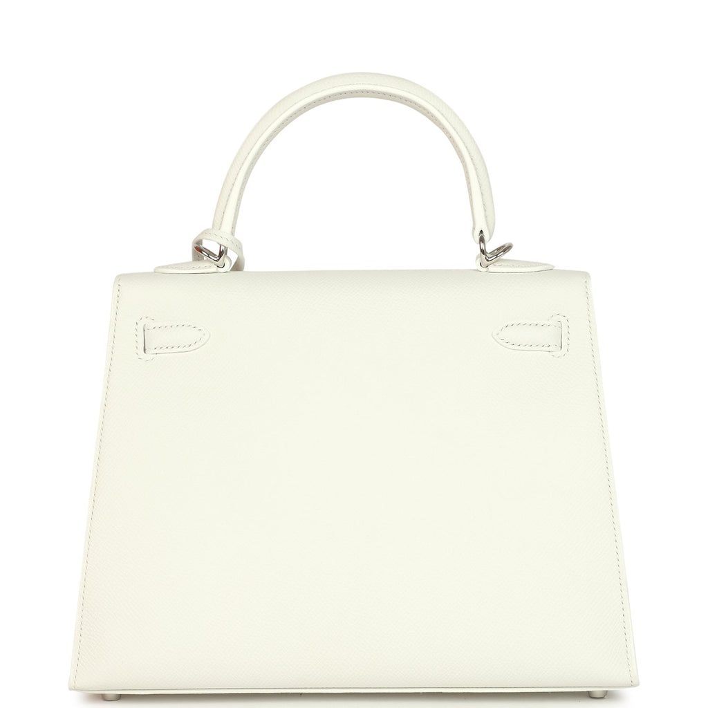 Hermes Kelly Sellier 25 New White Epsom Palladium Hardware