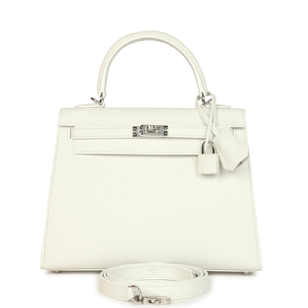 Hermes Kelly Sellier 25 New White Epsom Palladium Hardware