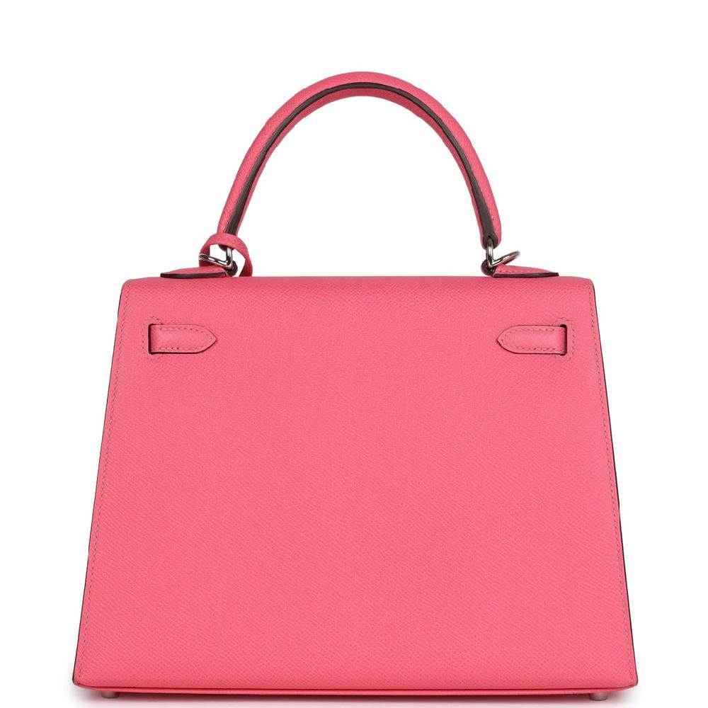 Hermes Kelly Sellier 25 Rose Azalee Epsom Palladium Hardware