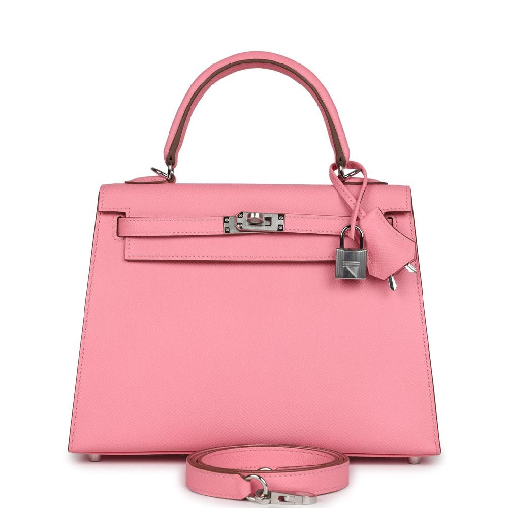 Hermes Kelly Sellier 25 Rose Confetti Epsom Palladium Hardware