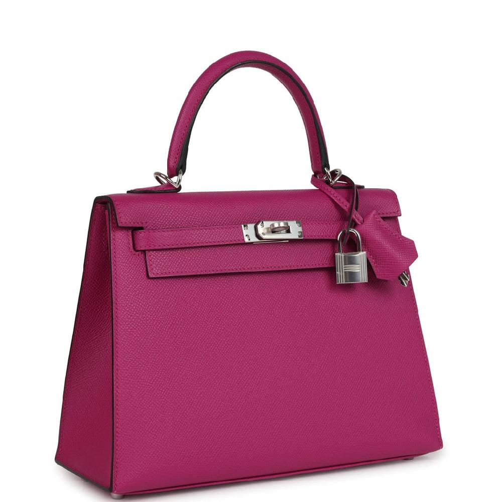 Hermes Kelly Sellier 25 Rose Pourpre Epsom Palladium Hardware