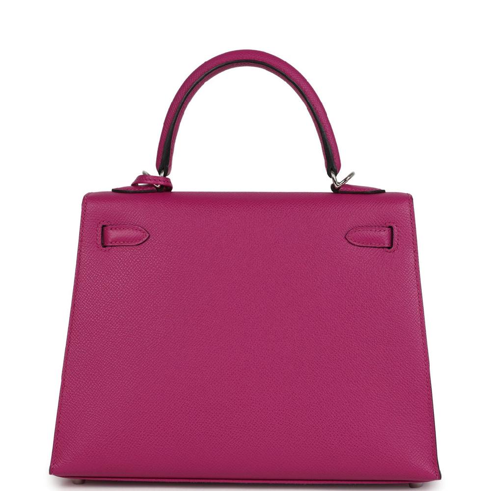 Hermes Kelly Sellier 25 Rose Pourpre Epsom Palladium Hardware