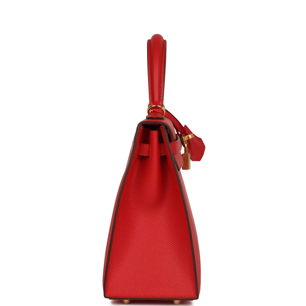 Hermes Kelly Sellier 25 Rouge Radieux Epsom Gold Hardware