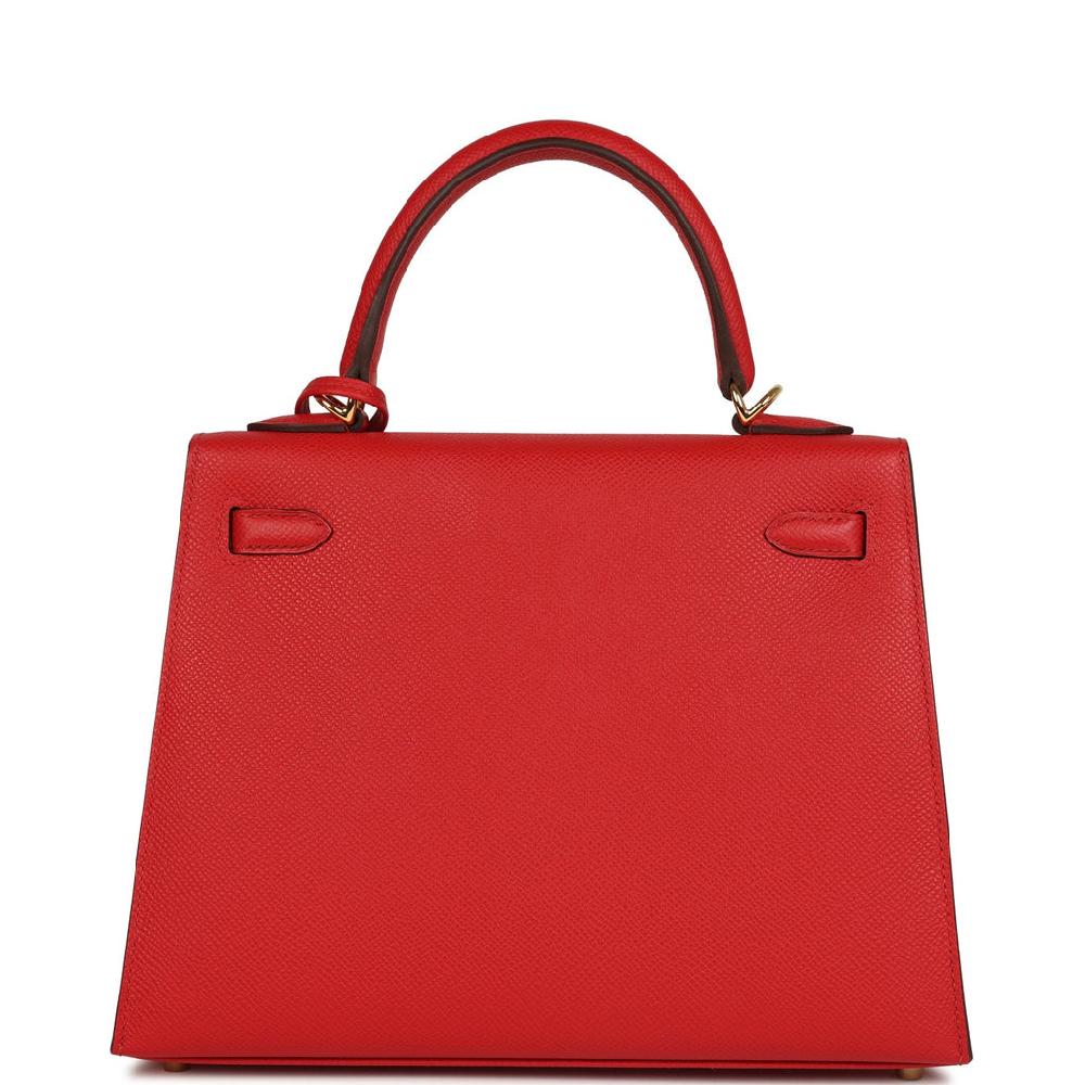 Hermes Kelly Sellier 25 Rouge Radieux Epsom Gold Hardware
