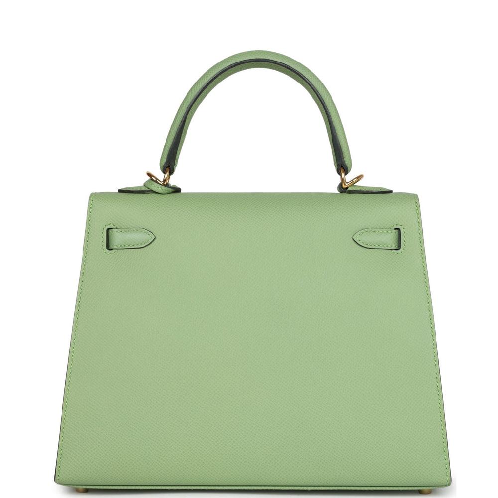 Hermes Kelly Sellier 25 Vert Criquet Epsom Gold Hardware