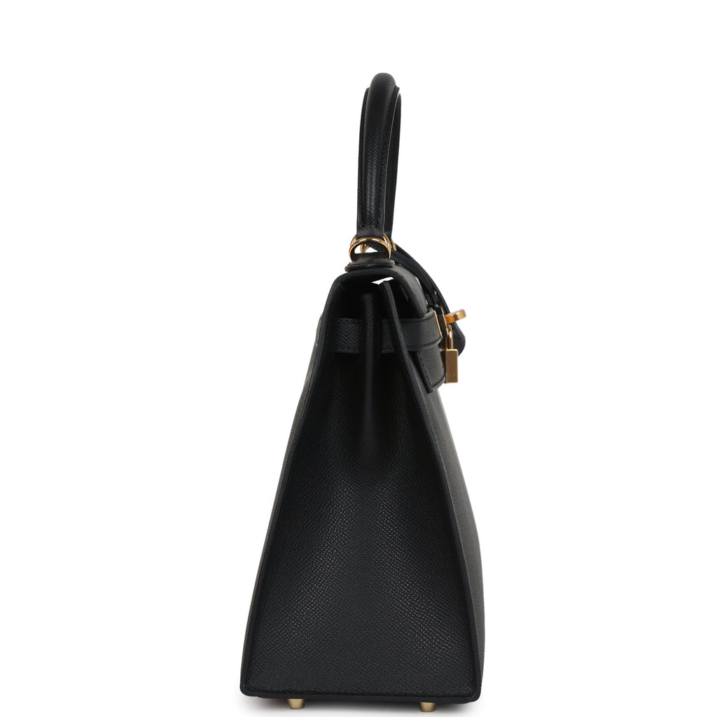Hermes Kelly Sellier 28 Black Epsom Gold Hardware
