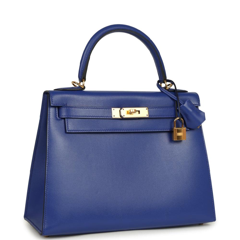 Hermes Kelly Sellier 28 Bleu Electric Tadelakt Gold Hardware
