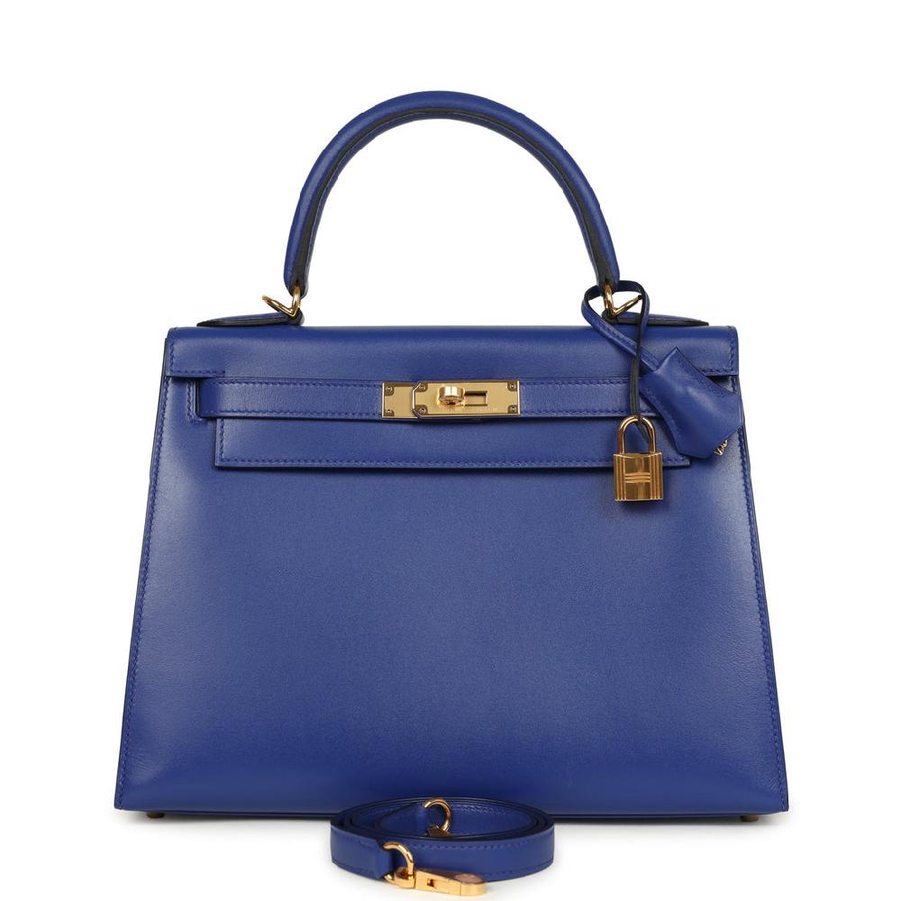 Hermes Kelly Sellier 28 Bleu Electric Tadelakt Gold Hardware
