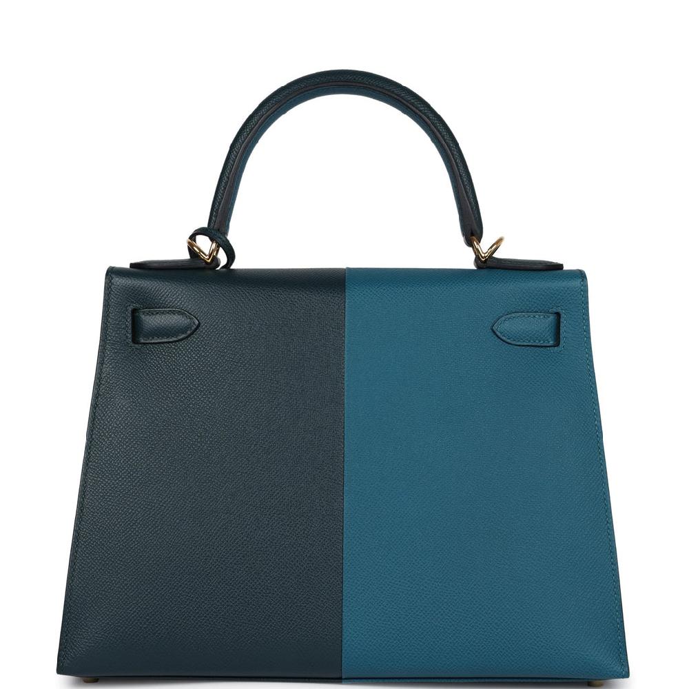 Hermes Kelly Sellier 28 Casaque Vert Cypres And Vert Bosphore Epsom Gold Hardware