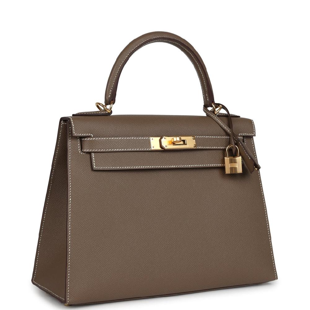 Hermes Kelly Sellier 28 Etoupe Epsom Gold Hardware