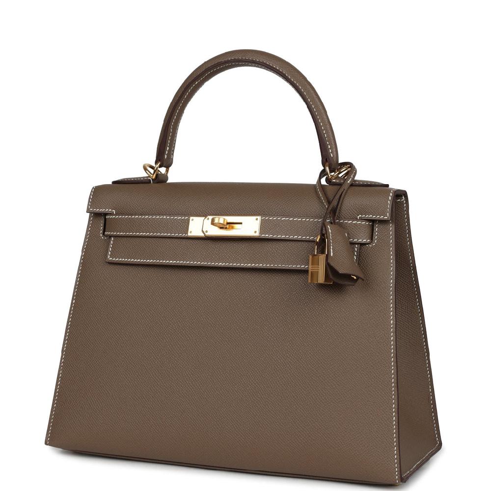 Hermes Kelly Sellier 28 Etoupe Epsom Gold Hardware