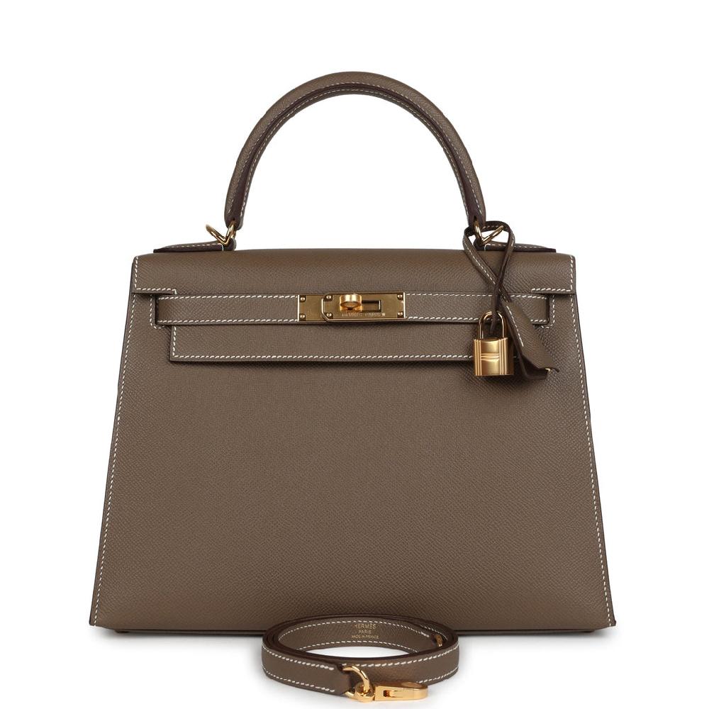 Hermes Kelly Sellier 28 Etoupe Epsom Gold Hardware