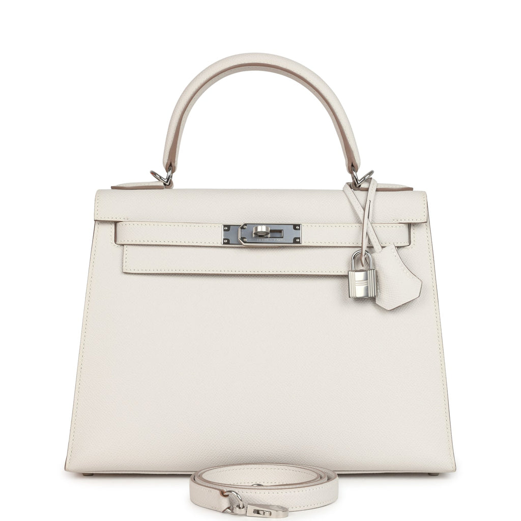 Hermes Kelly Sellier 28 Gris Pale Epsom Palladium Hardware