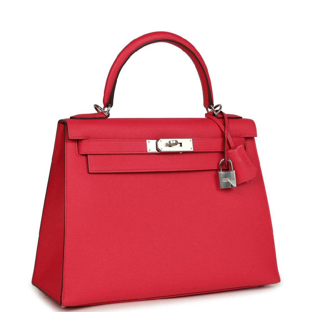 Hermes Kelly Sellier 28 Rose Extreme Epsom Palladium Hardware