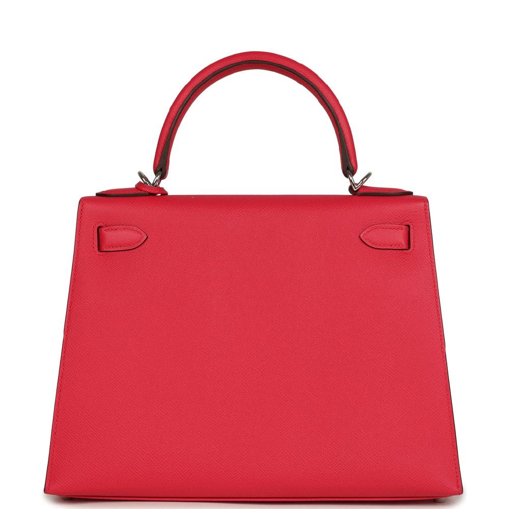 Hermes Kelly Sellier 28 Rose Extreme Epsom Palladium Hardware