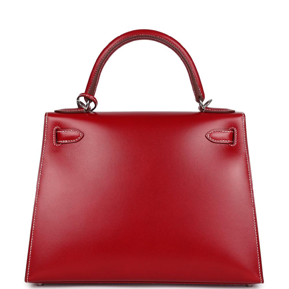 Hermes Kelly Sellier 28 Rouge Piment Box Palladium Hardware