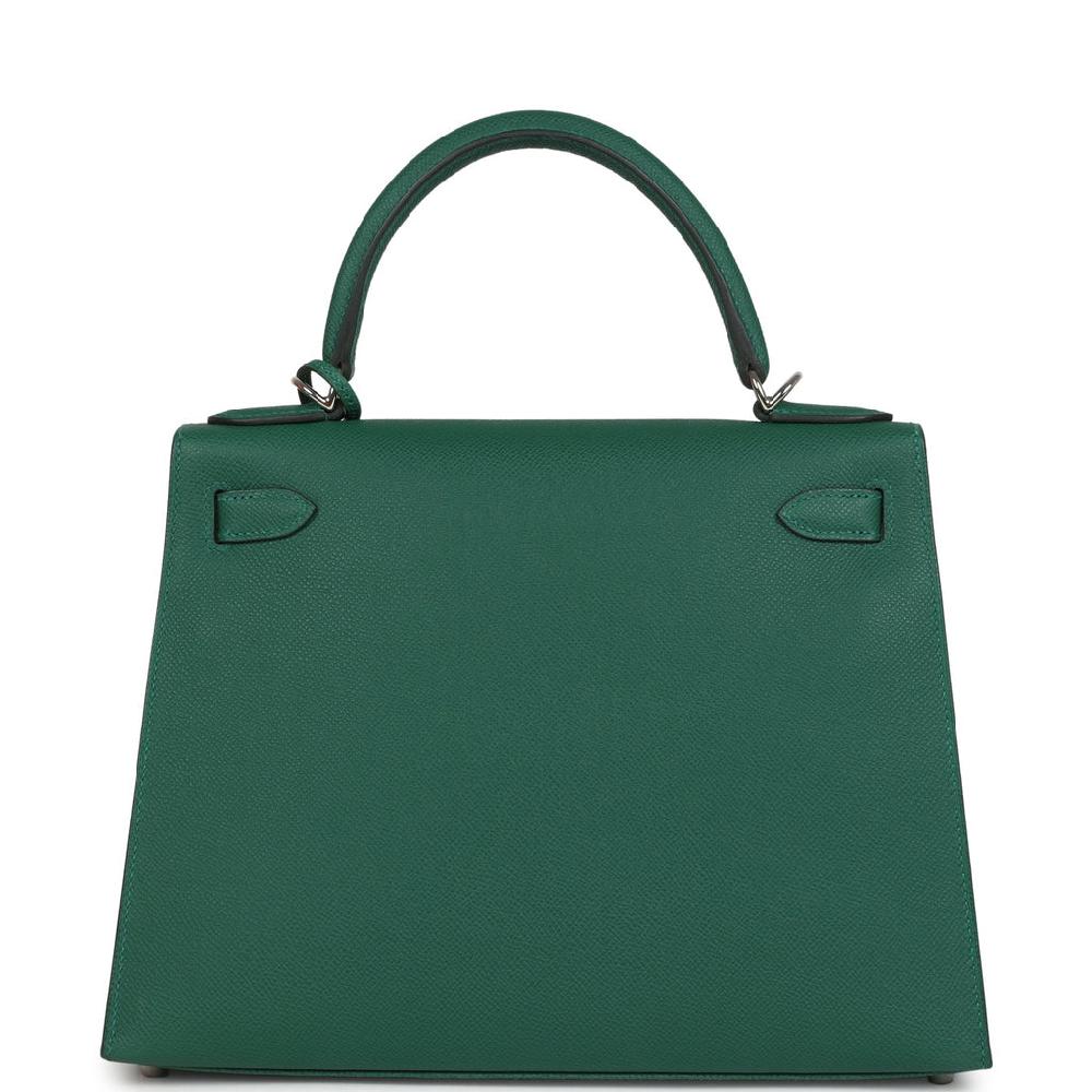 Hermes Kelly Sellier 28 Vert Moyen Epsom Palladium Hardware