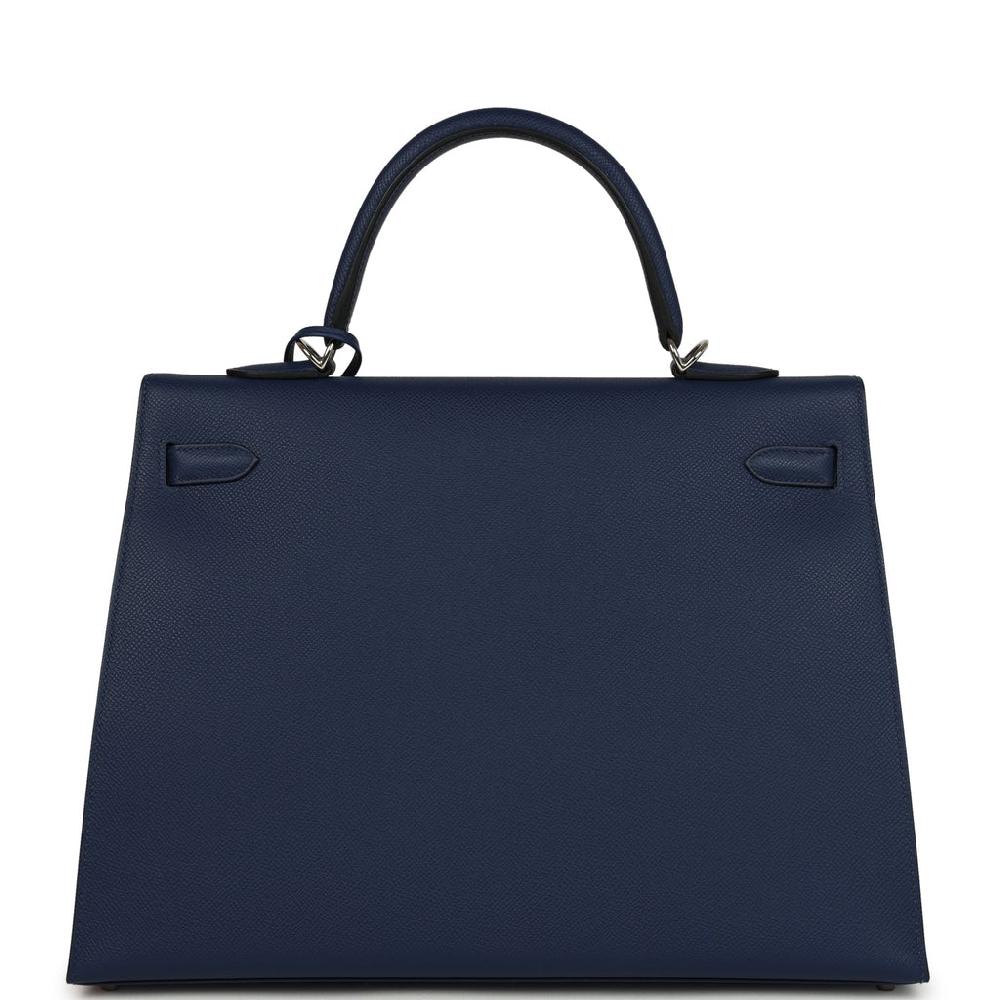 Hermes Kelly Sellier 35 Bleu Saphir Epsom Palladium Hardware