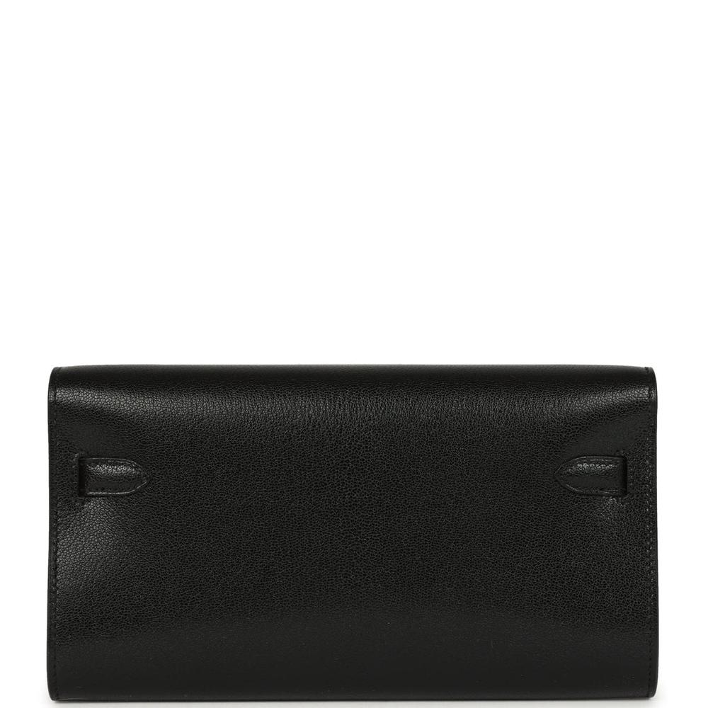 Hermes Kelly Wallet To Go Black Chevre Chamkila Electrum Hardware