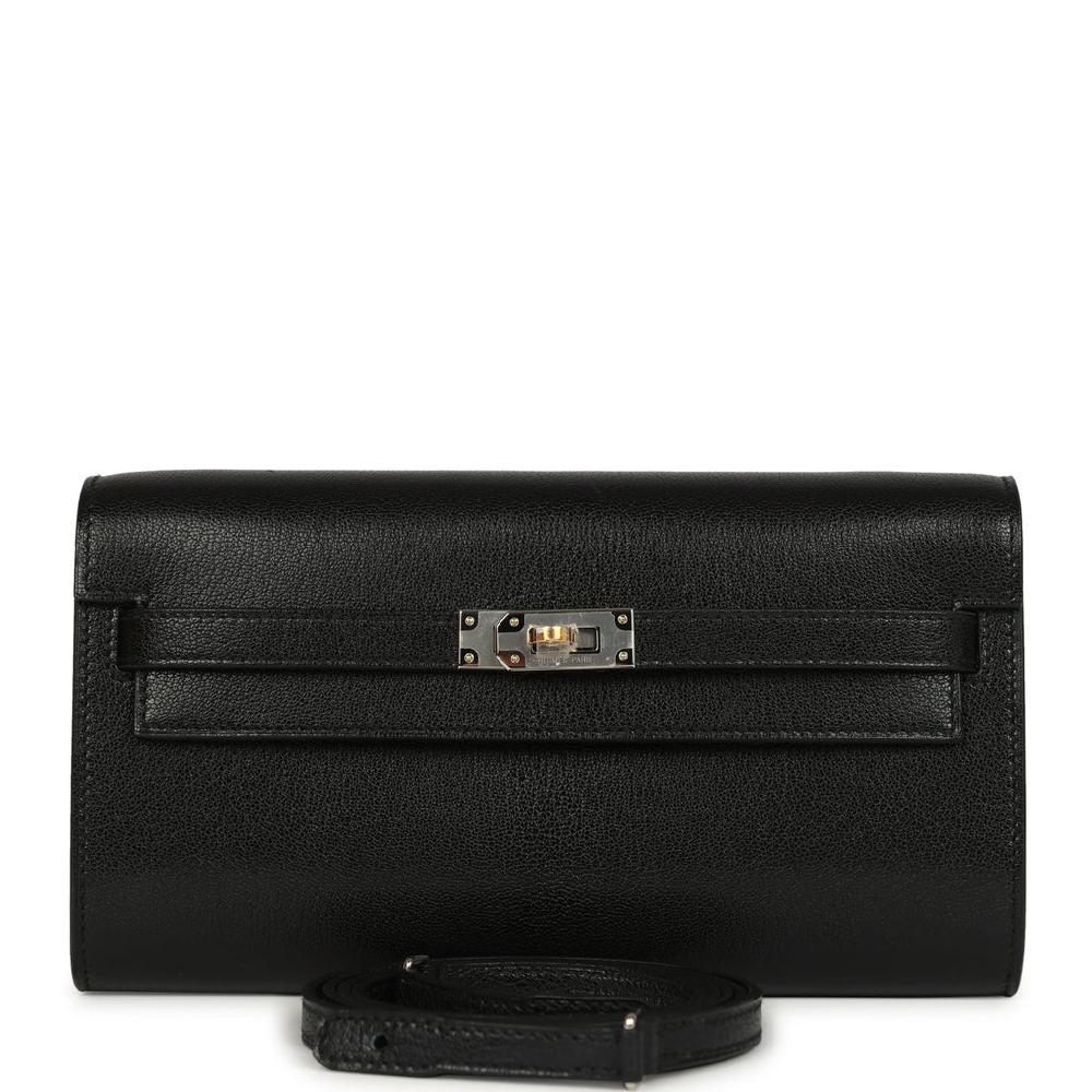 Hermes Kelly Wallet To Go Black Chevre Chamkila Electrum Hardware