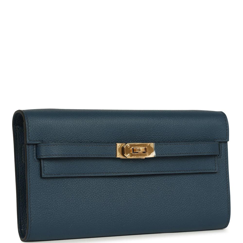 Hermes Kelly Wallet To Go Bleu De Prusse Evercolor Gold Hardware