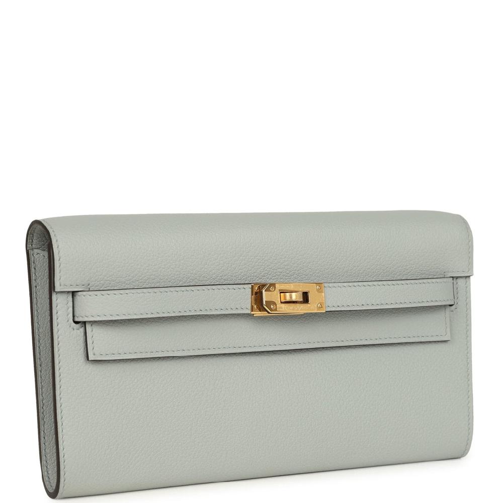 Hermes Kelly Wallet To Go Bleu Glacier Evercolor Gold Hardware