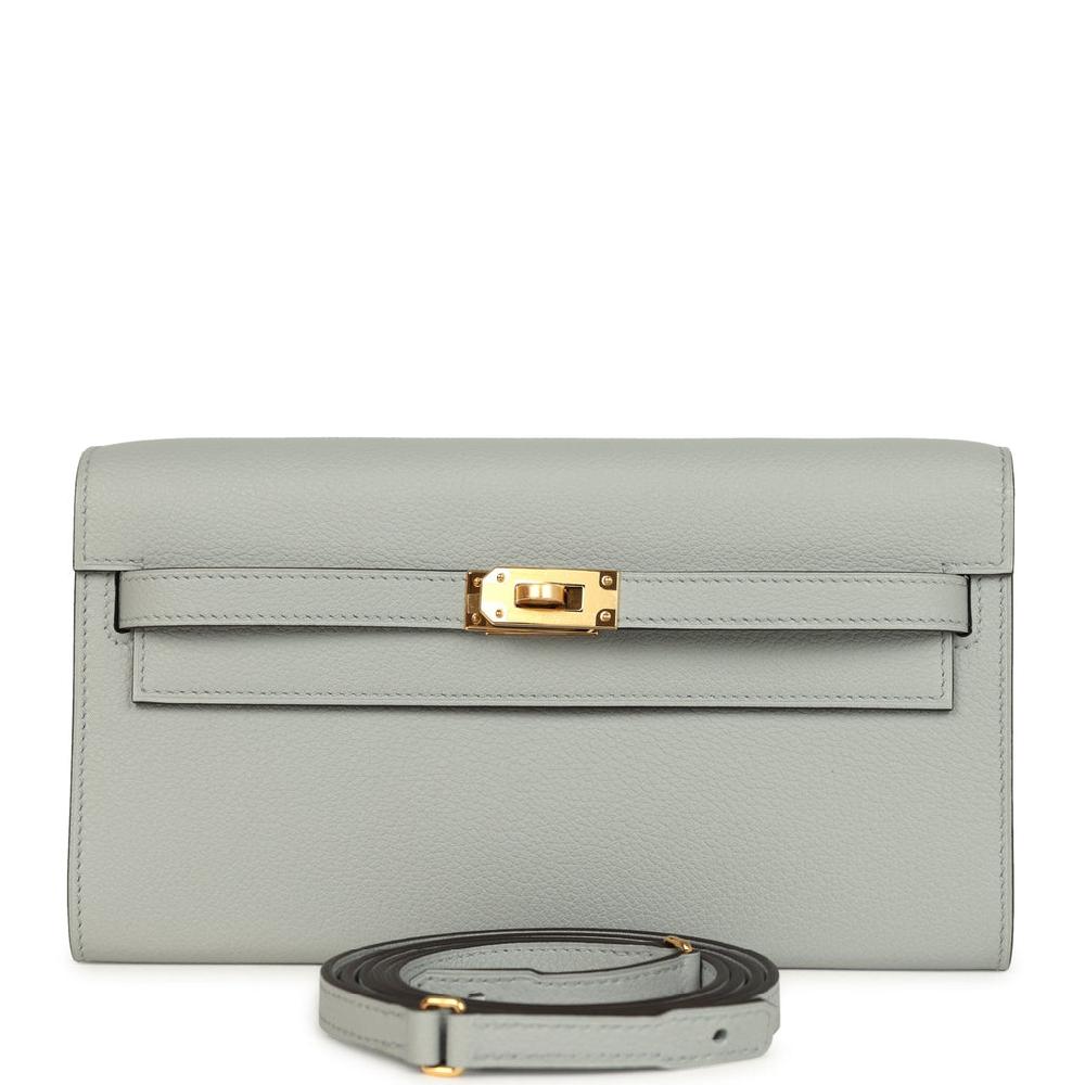 Hermes Kelly Wallet To Go Bleu Glacier Evercolor Gold Hardware
