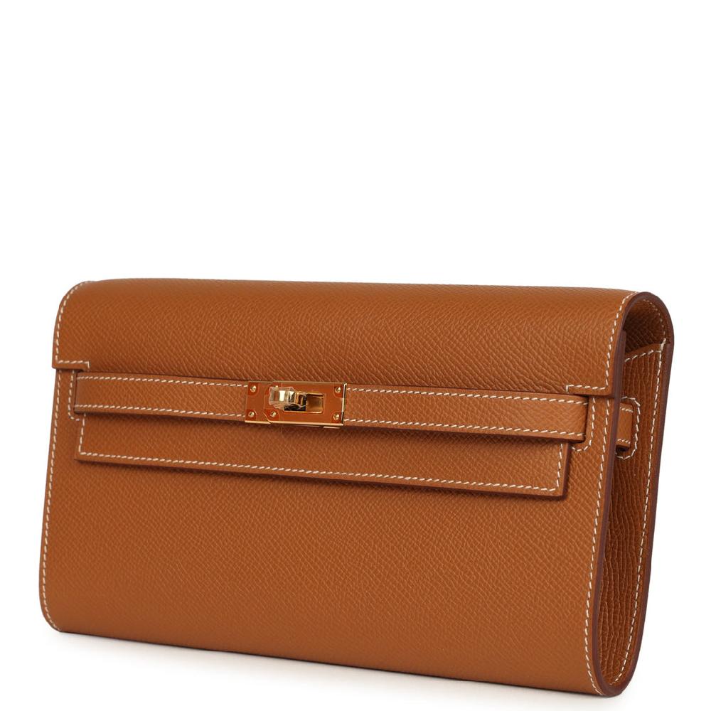 Hermes Kelly Wallet To Go Gold Epsom Gold Hardware