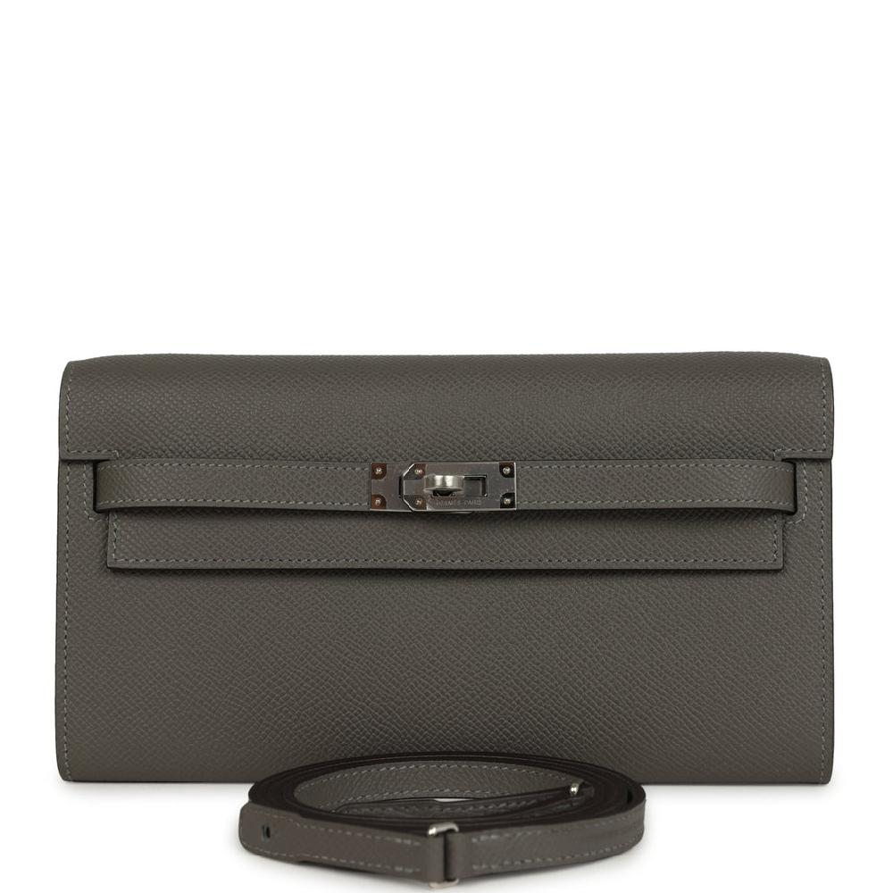 Hermes Kelly Wallet To Go Gris Meyer Epsom Palladium Hardware