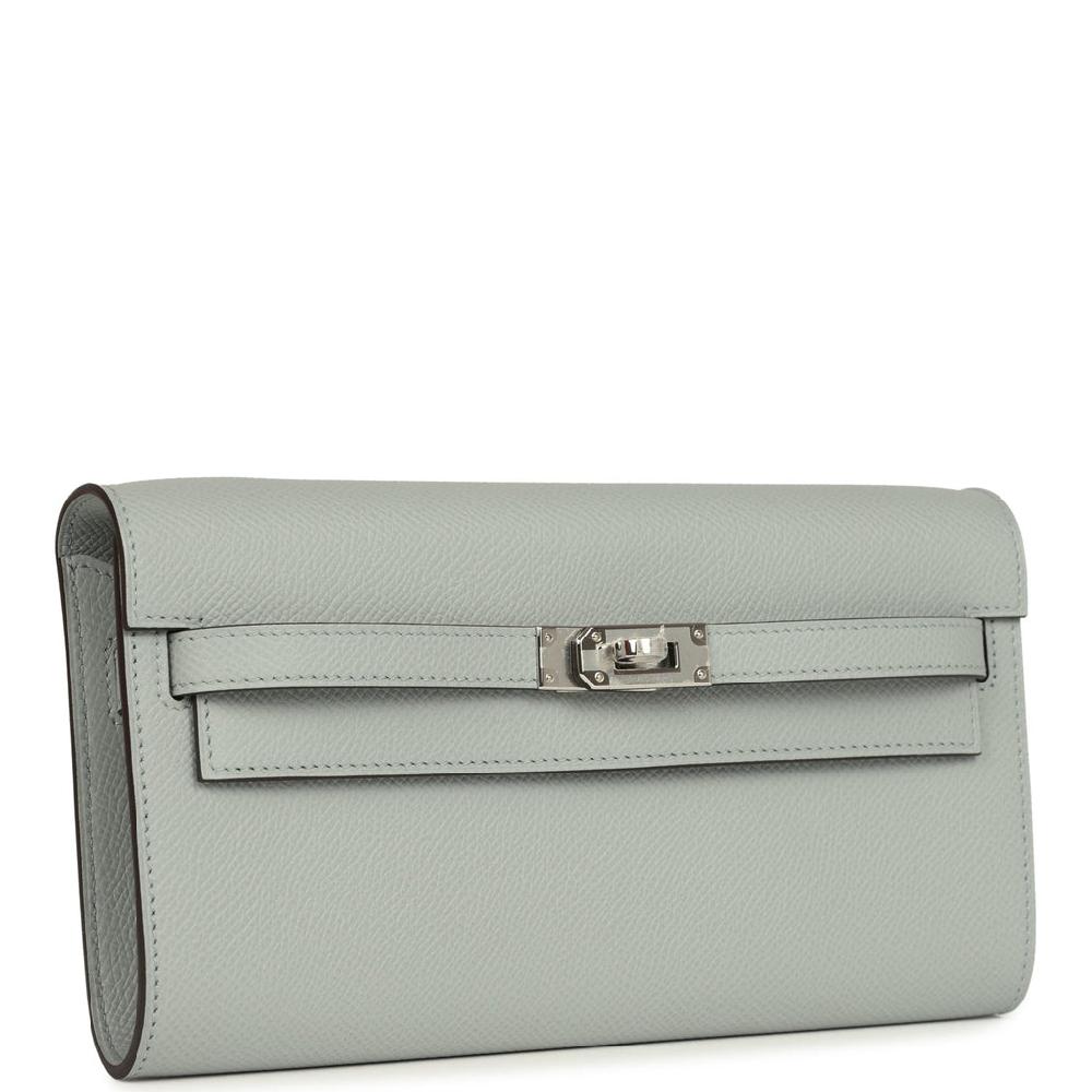 Hermes Kelly Wallet To Go Gris Pantin Epsom Palladium Hardware