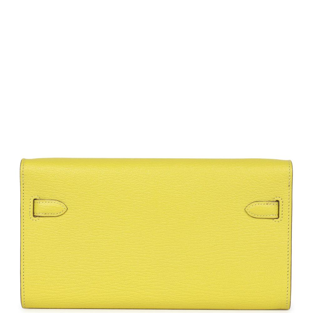 Hermes Kelly Wallet To Go Lime Chevre Palladium Hardware