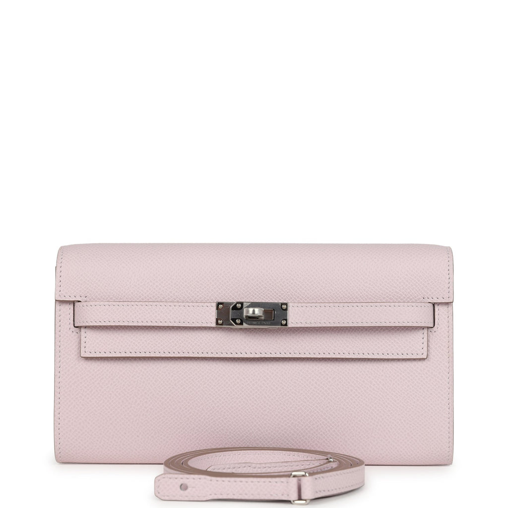 Hermes Kelly Wallet To Go Mauve Pale Epsom Palladium Hardware